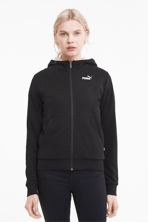 Essentials Women s Sherpa Full Zip Hoodie PUMA